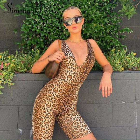 Pants - Sexy Vneck Biker Short Play Suit